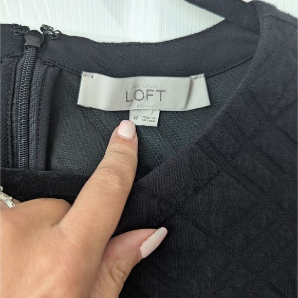 LOFT Black Quilted Drop Waist Twirl Dress | Women’s Medium - Picture 3 of 7